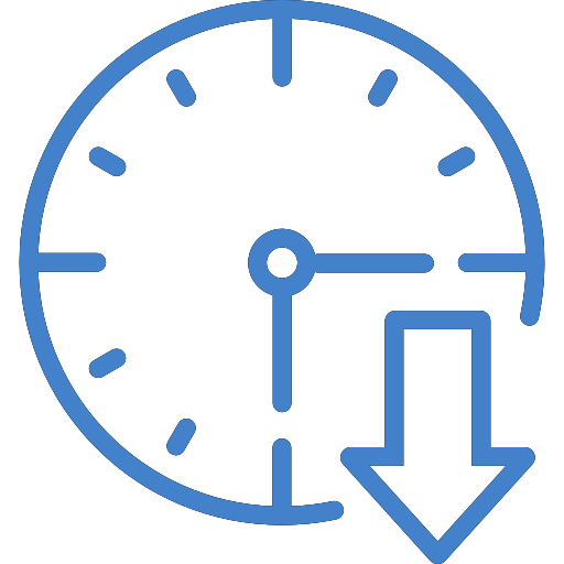 icon zeitreduktion blau