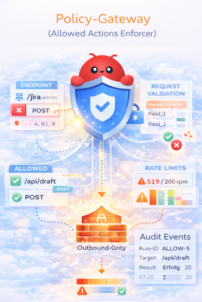 Openclaw sicher betreiben: Ebene 3 Policy-Gateway Grafik